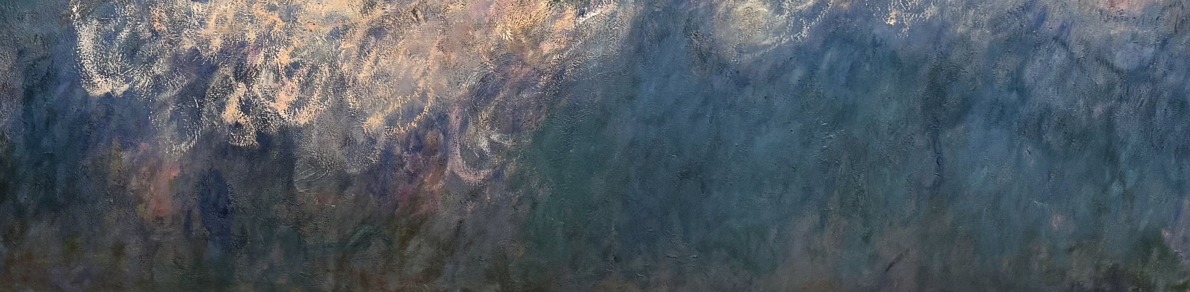 Detail of the lower half of Monet's water lily painting, photographed at MoMA